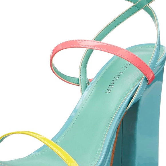 Marc Fischer Acres Heeled Strapy Sandal. In yellow, pink and blue. NWT’S. Size 6 - Picture 13 of 13